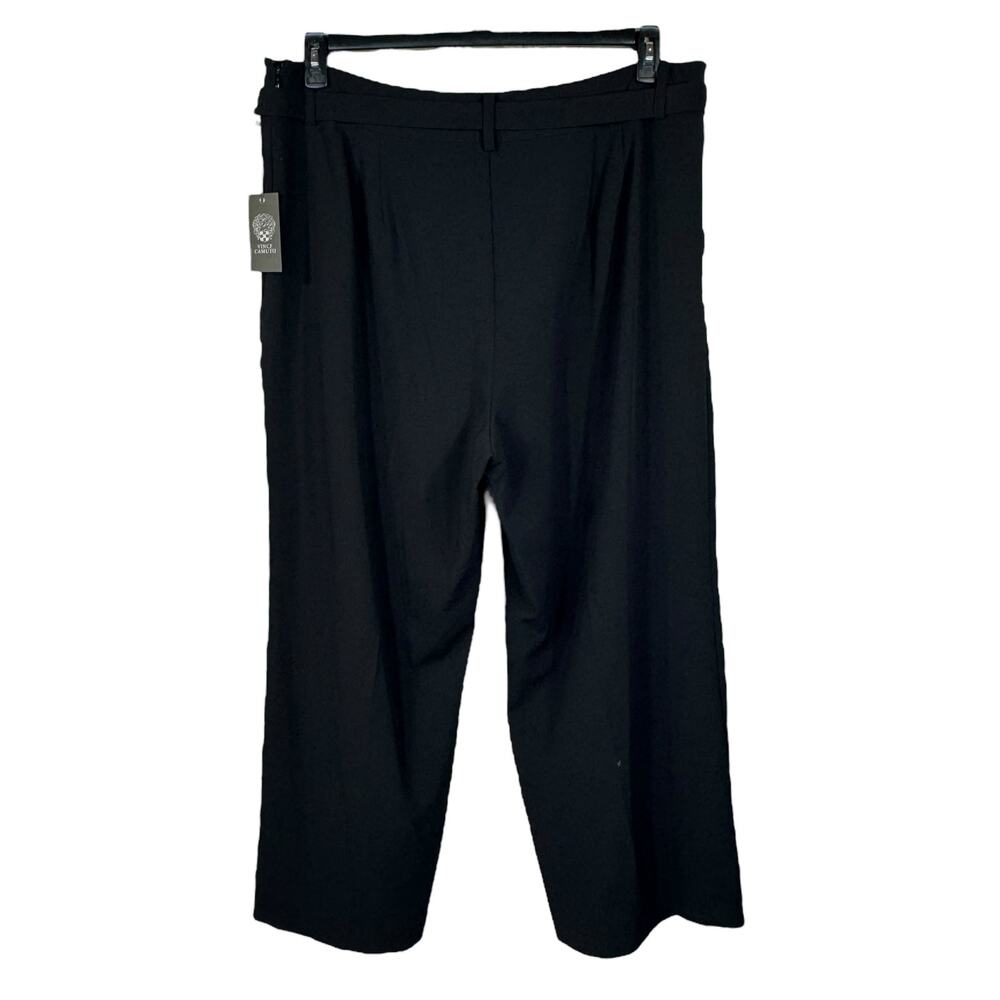 Vince Camuto SZ 18W Dress Pants Wide Leg Stretch Belted Side Zip Pockets Black - Picture 3 of 6